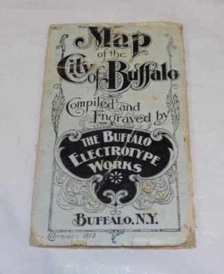 1913 Vintage Multi-Folded COLOR Map of BUFFALO, NEW YORK - Image 1 of 2