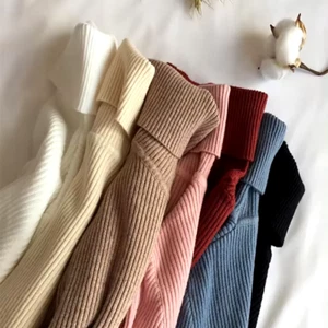 2024 Autumn Winter Thick Sweater Women Knitted Ribbed Pullover Sweater Long Slee - Picture 1 of 19