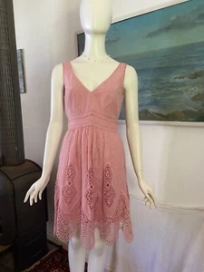 Forever New Dress Womens 8 Pink A Line Broderie Anglaise Party - Picture 1 of 10