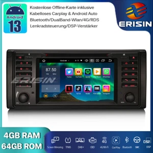 8-Kern Android 13 Autoradio GPS DAB+ CarPlay SWC Wifi für BMW 5er E39 X5 E53 M5 - Bild 1 von 16