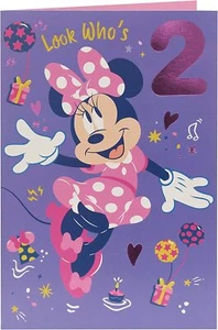 Cute Design Disney Minnie Mouse 2nd Birthday Card - Picture 1 of 3