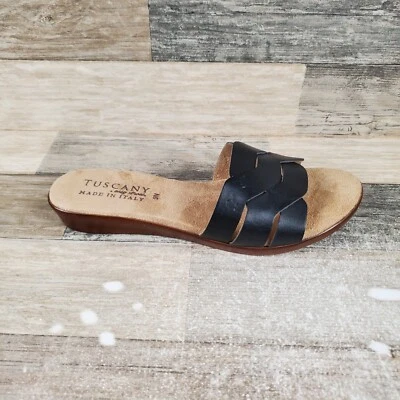Sandalia Tuscany By Easy Street Nicia para mujer talla 9 N cuero negro sin cordones Foto 1 de 4