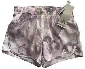 ADIDAS Aeroready Off White & Purple Activewear Shorts AH4429 Girls S (7-8) NEW - Picture 1 of 5