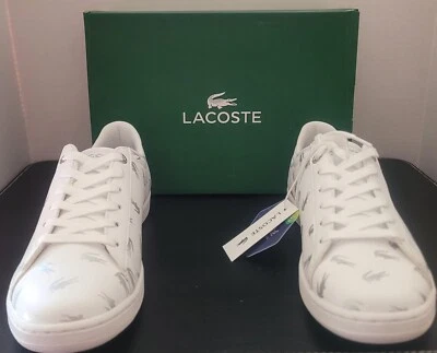 Nuevos zapatos de tenis Lacoste Carnaby Evo blancos/plateados estampados de cocodrilo talla 4 juveniles Foto 1 de 4