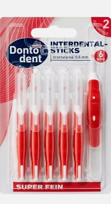 Dontodent Interdentalbürsten rot 0,5 mm ISO 2, Super fein (3x6 Stück)