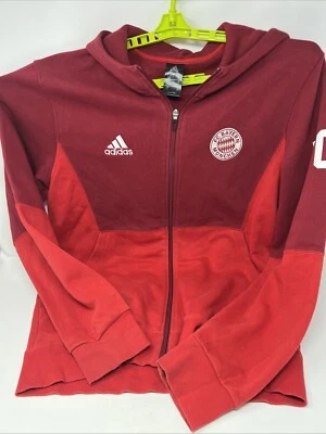 Chaqueta Adidas FC Bayern Munchen L Borgoña Rojo Polar Sudadera con Capucha Mia San Mia Foto 1 de 4