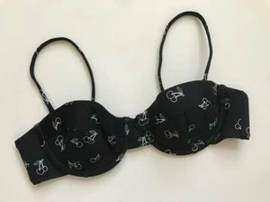 NUEVO JCrew $56 Top de Bikini con Aros Estampado de Cereza Talla 36A Negro Blanco G5699 - Imagen 1 de 3