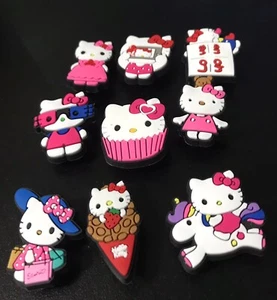 Hello Kitty Shoe Croc Charms 9 Pieces Pink Jewelry Anime Emo Sanrio - Picture 1 of 3