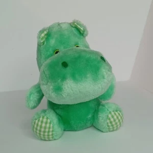 Vtg Green Hippo Baby Animal Fair 7"  Stuffed Plush Toy 70s Lovey No Flaws Cute - Picture 1 of 17