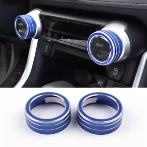 For Toyota RAV4 2019-2024 Blue Air Condition Knob Button Ring Cover Decor Pair - Imagen 1 de 6