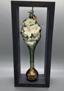 Smith Hawken Ornament Glass Amaryllis Bulb Christmas Large Display Box Frame  9” - Picture 1 of 16