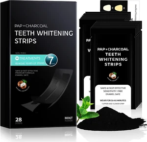 Pap+ Charcoal Teeth Whitening Strips Professional Teeth Whitening Kit for Teeth - Picture 1 of 12