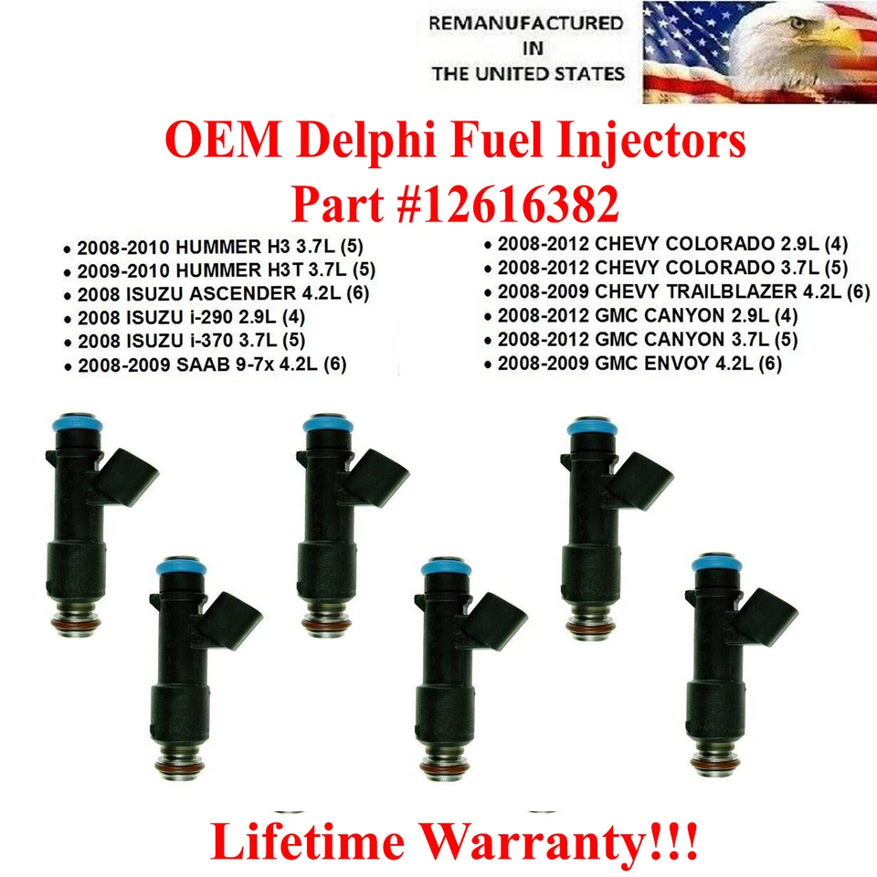 INYECTORES DE COMBUSTIBLE DELPHI OEM 6X para GMC Envoy 2008-2009 4,2 L (6) Foto 1 de 1
