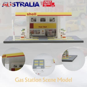 1:64 LED Gas Station Model W/ Parking Garage Diorama&USB Lighting Collector Gift - Picture 1 of 15
