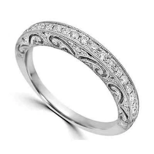 1.2Ct Real Moissanite Art Deco Wedding Anniversary Band Ring 925 Sterling Silver - Picture 1 of 4