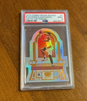 Rui Hachimura Giannis Antetokounmpo 2019 Crown Air Throne Lakers Bucks/99 PSA 9 Foto 1 de 2