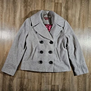 Merona Womens Grey Double Breasted Pea Coat Sz Medium - Picture 1 of 10