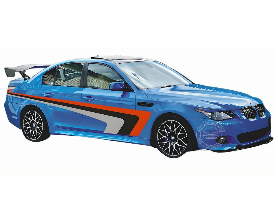 Pegatina gráfica de coche a rayas de carreras para BMW M5 vinilo tricolor calcomanía personalizada de 2 lados Foto 1 de 4