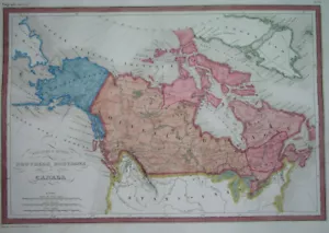 1842 rare ORIGINAL MAP CANADA UNITED STATES GREENLAND ALASKA MONTREAL TORONTO - Picture 1 of 10