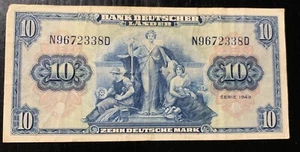 1949 GERMAN 10 MARK NOTE BANK DEUTSCHER LANDER GERMANY - Picture 1 of 4