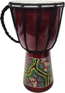 DJEMBE TROMMEL BONGO KONGO 12" HANDGESCHNITZTE FARBE AFRIKANISCHE ABORIGINES HOLZ AUSVERKAUF - Bild 1 von 7