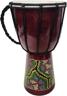 DJEMBE DRUM BONGO CONGO 12" HAND CARVED PAINT AFRICAN ABORIGINAL WOOD CLEARANCE - Image 1 of 4