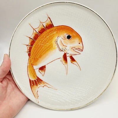 RARO! Plato Lateral Sashimi Pescado Carpa Koi Naranja Japón De Colección 8.5"  Foto 1 de 4
