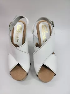 Sbicca  4" Block Style Heel White Sandals Slingback Size 7M - Picture 1 of 11