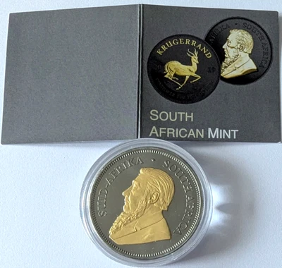 Süd Afrika 1 Rand Krügerrand 2019 Silver 1OZ  Black Ruthenium Gold Silber - Bild 1 von 3