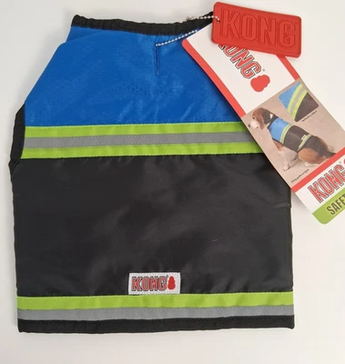 KONG Chaleco Reflectante de Seguridad para Perros Abrigo Chaqueta Pequeño/Mediano Azul Verde Negro NUEVO Foto 1 de 4