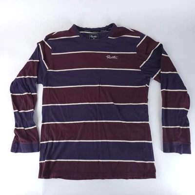 Primitive Skateboarding Shirt Mens Large Burgundy Purple Stripe Long Sleeve - Image 1 of 4