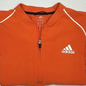 Adidas Men’s XL Orange 1/4 Zip Short Sleeve Shirt Back Vent Drawstring Hem - Picture 1 of 18