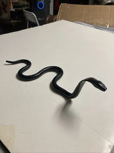 Hand Forged Iron Snake Figure Sculpture Statue Decor  Mini Snake Art Marked 12” - Picture 1 of 10
