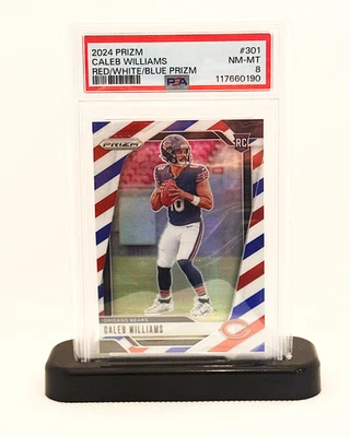 Caleb Williams 2024 Prizm RC Red White & Blue Prizm PSA 8 MINT BEARS #301 - Image 1 of 2