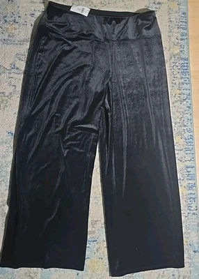 Pantalones de terciopelo Jill Wearever para mujer 2X negros elásticos calce liso pierna completa nuevos Foto 1 de 3