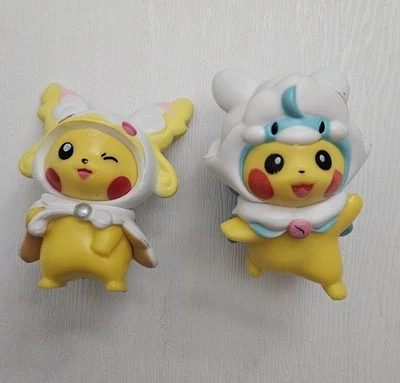 Pikachu Cosplay Figures - Set of 2 Pokemon Pikachu Cosplay Figurines - 2.5in - Image 1 of 2