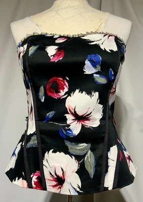 Corsé Bustier Top Casa Blanca Mercado Negro Mujer 8 Suave Deshuesado Floral Oscuro Foto 1 de 4