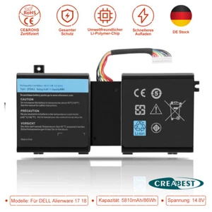 86Wh 14.8V 2F8K3 0J33TT Akku Für Dell Alienware17 18 M18X-R3 M17X-R5 G33TT KJ2PX - Bild 1 von 12