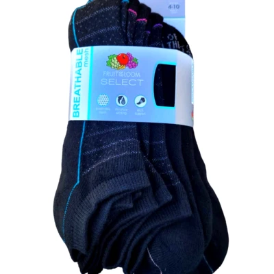 Fruit of the Loom Breathable Cushioned 6pk No Show Athletic Socks - Black 4-10 - Image 1 of 2