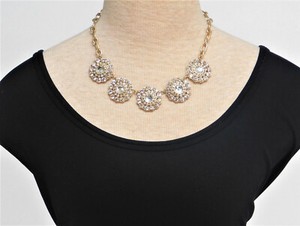 J. Crew Clear Crystal and Rhinestone Floral Statement Necklace