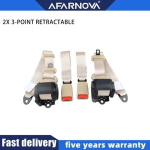 2x Retractable 3 Point Safety Seat Belt Straps Car Vehicle Adjustable Belt Kit - Picture 1 of 12