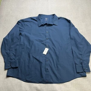 Untuckit Fit By DXL Shirt Mens 4XL Blue Long Sleeve Wrinkle Free Button Up - Picture 1 of 15