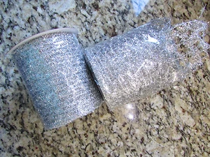 NEW 60 FEET WIRE EDGED 4" SILVER METALLIC RIBBON (20 YARDS) FREE SHIP - Picture 1 of 4