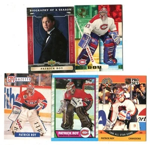 Patrick Roy 5 Hockey Trading Card Lot HOF CANADIENS COLORADO AVALANCHE (LOT 36) - Imagen 1 de 1