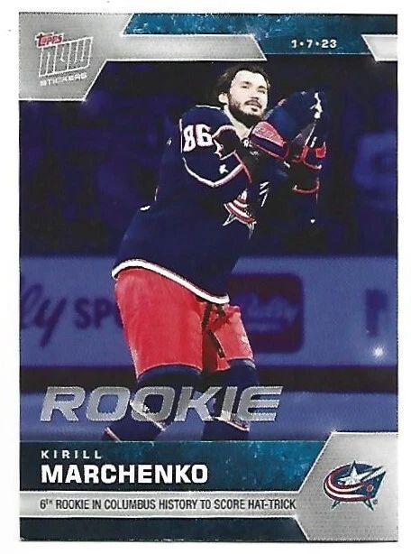 Kirill Marchenko ROOKIE 2022-23 Topps Now NHL Stickers #143 SP 1/484 Blue Jacket - Image 1 of 2