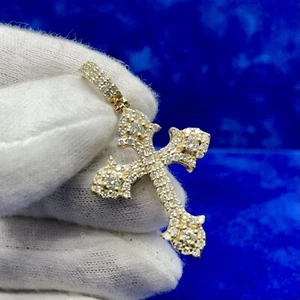 14k Yellow Gold Round Diamond Cross Pendant 1.61 Carat VS F-G - Bild 1 von 4