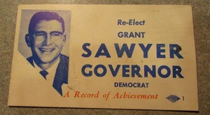 1963 Wiederwahl Grant Sawyer für Gouverneur von Nevada Visitenkarte - NV Demokrat - Bild 1 von 1