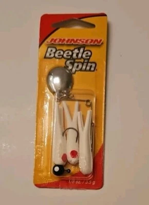 Original Johnson Beetle Spin 1/8oz Blanco con Hoja Giratoria Color Plata 3 Cuerpos Foto 1 de 3