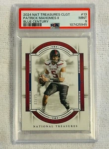 2024 NATIONAL TREASURES /75 COLLEGIATE PATRICK MAHOMES BLUE CENTURY #13 PSA 9 - Picture 1 of 3
