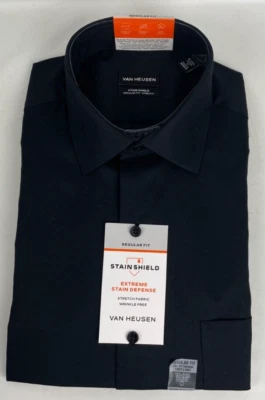 NEW NWT Van Heusen Wrinkle Free Stain Shield Black Dress Shirt 15-15.5 32/33 - Image 1 of 3